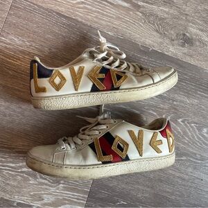 Gucci ‘Loved’ White Sneakers with Red and Black Accents